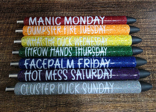 Rainbow Days of the Week Pen Set